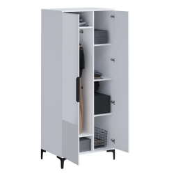 Шкаф 2-х створчатый Кимберли, Белый/Белый глянец